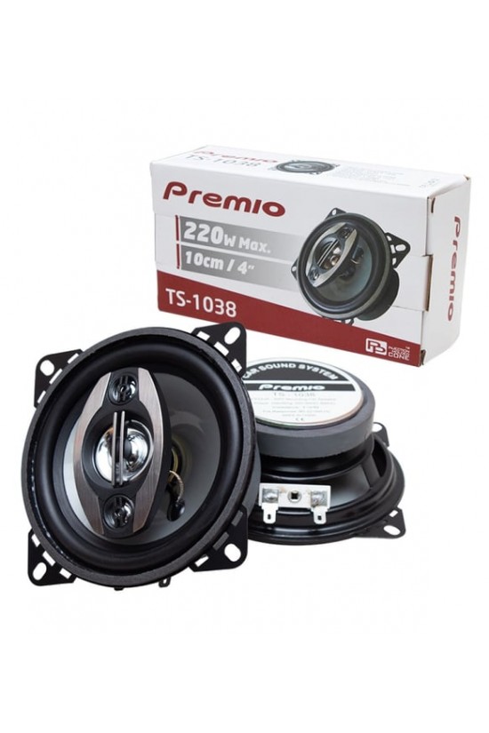 Premio TS-1038 220 Watt 4 İnç 10 Cm Tweeterli 2 li Takım Oto Hoparlör